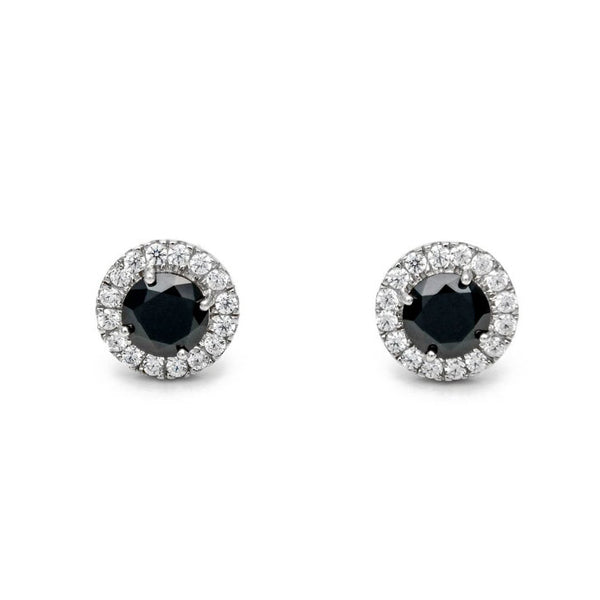 4.60 Carat Halo Black Diamond Stud Earrings