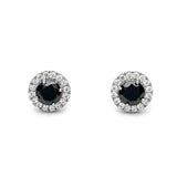 4.60 Carat Round Diamond Halo Stud Earrings in Luxe Glam Style