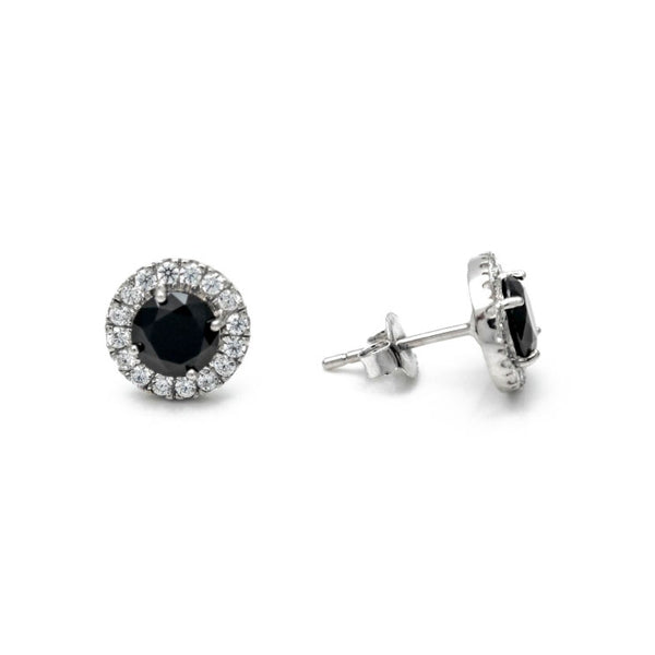 4.60 Carat Halo Black Diamond Stud Earrings