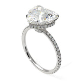 4.20 Carat Heart Shape Hidden Halo 4 Prong Lab Diamond Ring