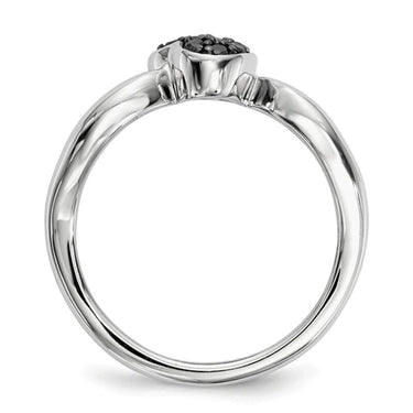 0.12 Ct Round Cut Heart Shaped Pave Set Black Diamond Ring