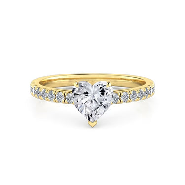 1.50 Carat Heart Shaped Lab Diamond Prong Setting Solitaire Engagement Ring in Yellow Gold