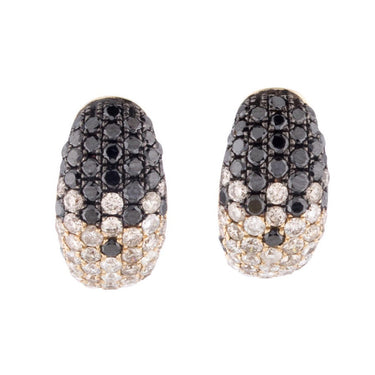 Aretes Huggie de diamantes blancos y negros con engaste de pavé de 1,40 quilates en oro rosa