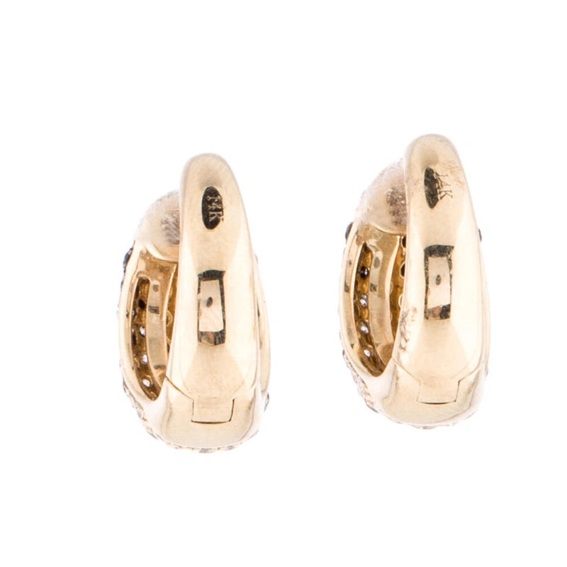 1.32 Carat Huggie Black Diamond Earrings for Women