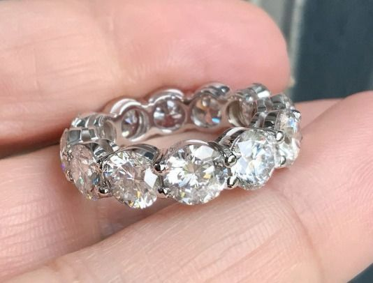 0.70 Carat Each Size Round Shape White Moissanite Eternity Band in 14k White Gold