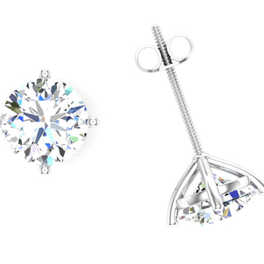 6 ct F vs lab grown diamond stud earring martini setting 14k white gold