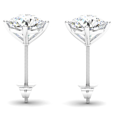 6 ct F vs lab grown diamond stud earring martini setting 14k white gold