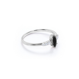 1.50 Ct Marquise Cut Seven Stone Prong Setting Black & White Diamond Ring