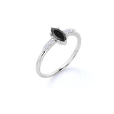 1.50 Ct Marquise Cut Seven Stone Prong Setting Black & White Diamond Ring