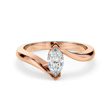 1 Ct Marquise Cut Bezel Setting Moissanite Solitaire Bypass Engagement Ring in Rose Gold