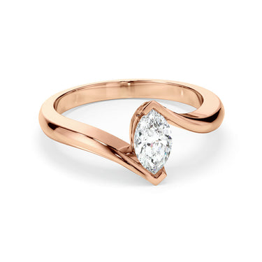 1 Ct Marquise Cut Bezel Setting Moissanite Solitaire Bypass Engagement Ring in Rose Gold
