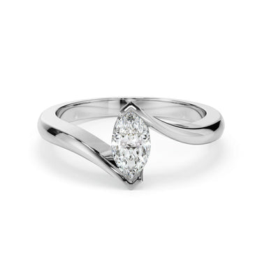 1 Ct Marquise Cut Bezel Setting Moissanite Solitaire Bypass Engagement Ring in White Gold