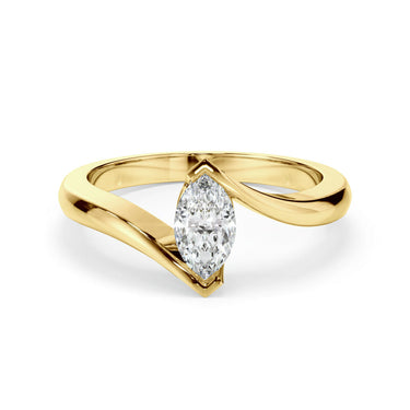 1 Ct Marquise Cut Bezel Setting Moissanite Solitaire Bypass Engagement Ring in Yellow Gold
