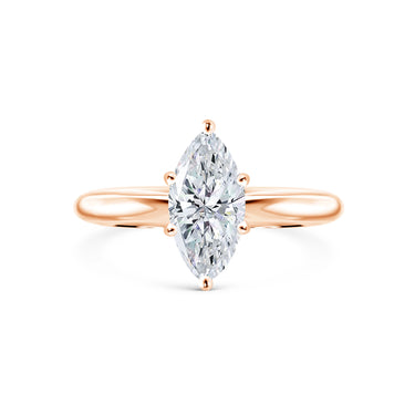 1 Carat Marquise Cut 6 Prong Moissanite Solitaire Engagement Ring in Rose Gold