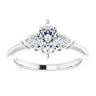 1.60 Ct Marquise And Pear Cut Prong Setting Lab Diamond Three Stone Ring in White Gold