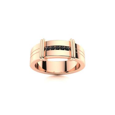 0.08 Carat Prong Setting Black Diamond Ring In White Gold For Men