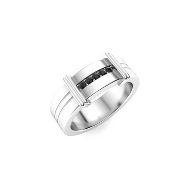 0.08 Carat Prong Setting Black Diamond Ring In White Gold For Men