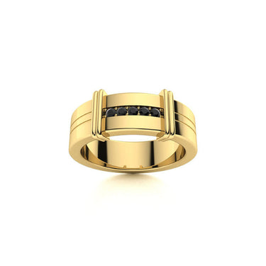 Black Diamond Ring For Men In 14k White Gold (0.08 Ct)