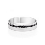 0.31 Ct Round Cut Diamond Channel Setting Black Diamond Half Eternity Wedding Band