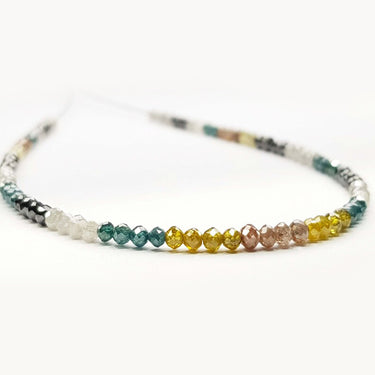 28 Inch Fancy Colored Diamond Beads Necklace