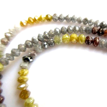16 Inch Natural Mixed Color Diamond Beads Necklace