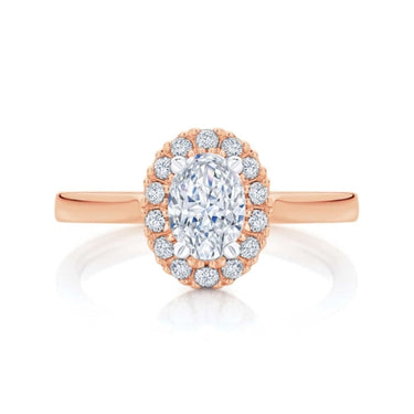 1.30 Carat Oval Cut Lab Diamond 4 Prong Setting Halo Engagement Ring In Rose Gold