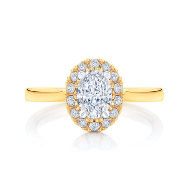 1.30 Carat Oval Cut Lab Diamond 4 Prong Setting Halo Engagement Ring In Yellow Gold
