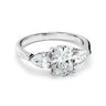 2 Carat Oval And Pear Cut Prong Setting Lab Diamond Three Stone Ring in White Gold