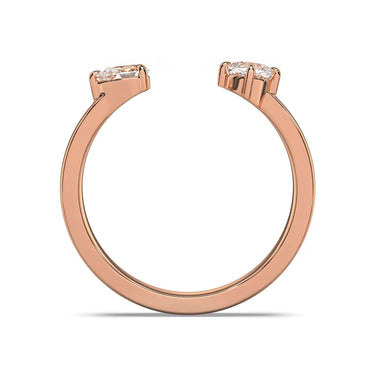 0.80 Carat Pear and Cushion Cut Prong Setting Moissanite Toi Et Moi Ring In Rose Gold