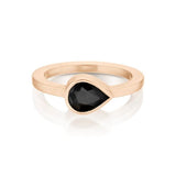 1 Ct Pear Cut Bezel Setting Solitaire Black Diamond Ring In Rose Gold  