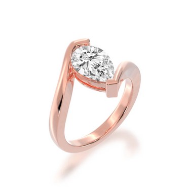 1 Ct Pear Shaped Bezel Setting Moissanite Bypass Engagement Ring In Rose Gold