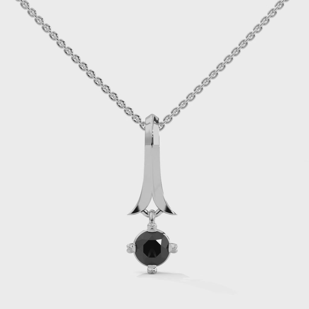 0.33 Ct Round Cut Diamond Solitaire Black Diamond Pendant