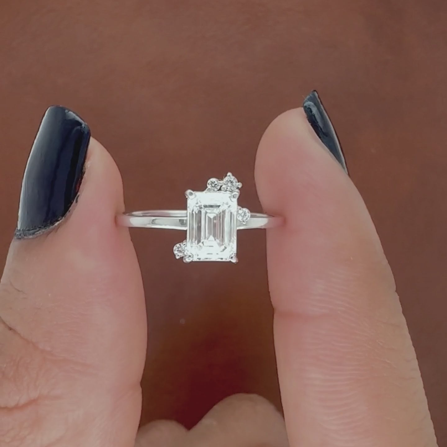 1.38 Carat Emerald Shape Five Stone Lab Diamond Ring