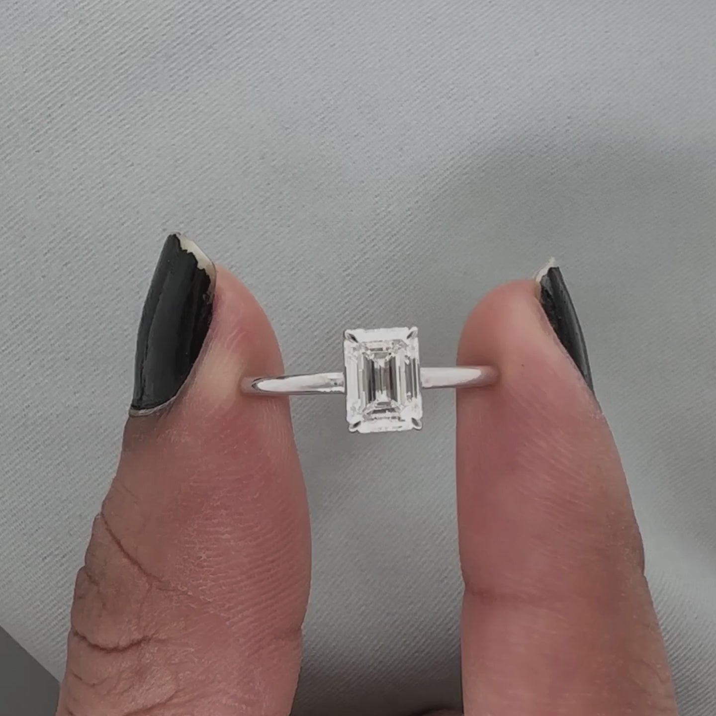 1 Ct Emerald Shape Lab Grown Diamond Solitaire Ring
