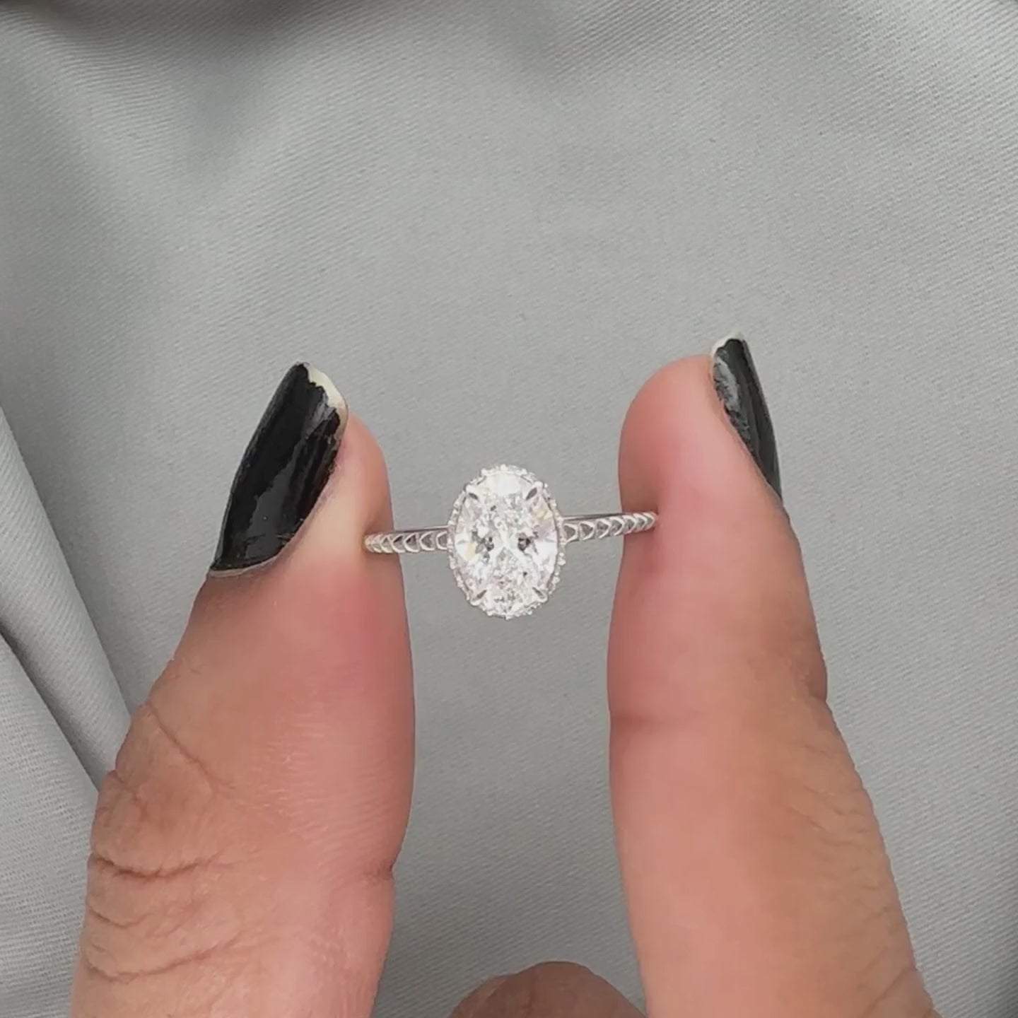 1.10 Ct Oval Cut Hidden Halo Lab Diamond Engagement Ring