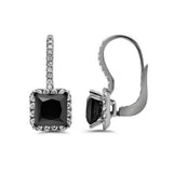 Shop 3.46 Ct Princess Cut Halo Black & White Diamond Earrings