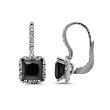 Black Diamond Princess Cut Dangle Earring For Women’s (2.65 Ct)