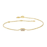 0.25 Ct Baguette Cut Lab Diamond Solitaire Bracelet In Yellow Gold