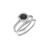 1.00 Ct Round Cut Halo Prong Black Diamond Bridal Set Ring in White Gold