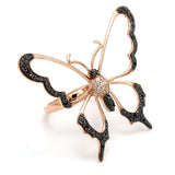 0.83 Carat Round Cut Black Diamond Butterfly Ring