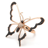 0.80 Carat Round Cut Butterfly Black And White Diamond Ring