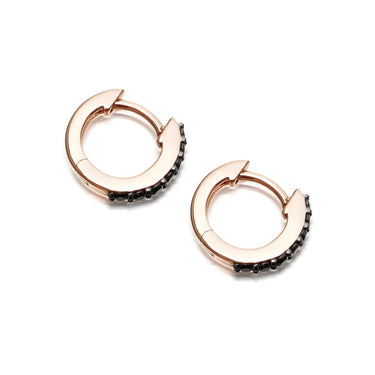 0.2 Carat Black Diamond Hoop Earrings In 14k Rose Gold
