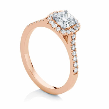 1.60 Carat Cushion Cut Lab Diamond Prong Setting Halo Engagement Ring in Rose Gold