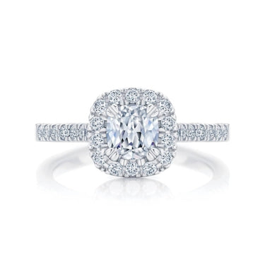 1.60 Carat Cushion Cut Lab Diamond Prong Setting Halo Engagement Ring in White Gold