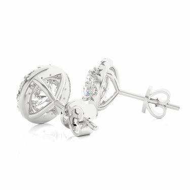 1 Carat Round Halo Diamond Stud Earrings in White Gold