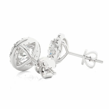 Boucles d'oreilles à tige diamant Halo Lab serties de griffes rondes de 1 ct en or blanc 