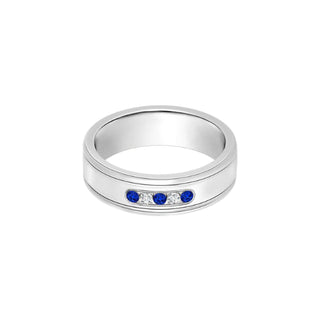 0.15 Ct Blue Sapphire Gemstone & Diamond Wedding Band