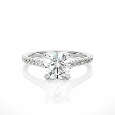 1.60 Ct Round Shaped Lab Diamond Hidden Halo Engagement Ring In White Gold