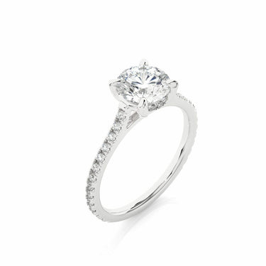 1.60 Ct Round Shaped Lab Diamond Hidden Halo Engagement Ring In White Gold