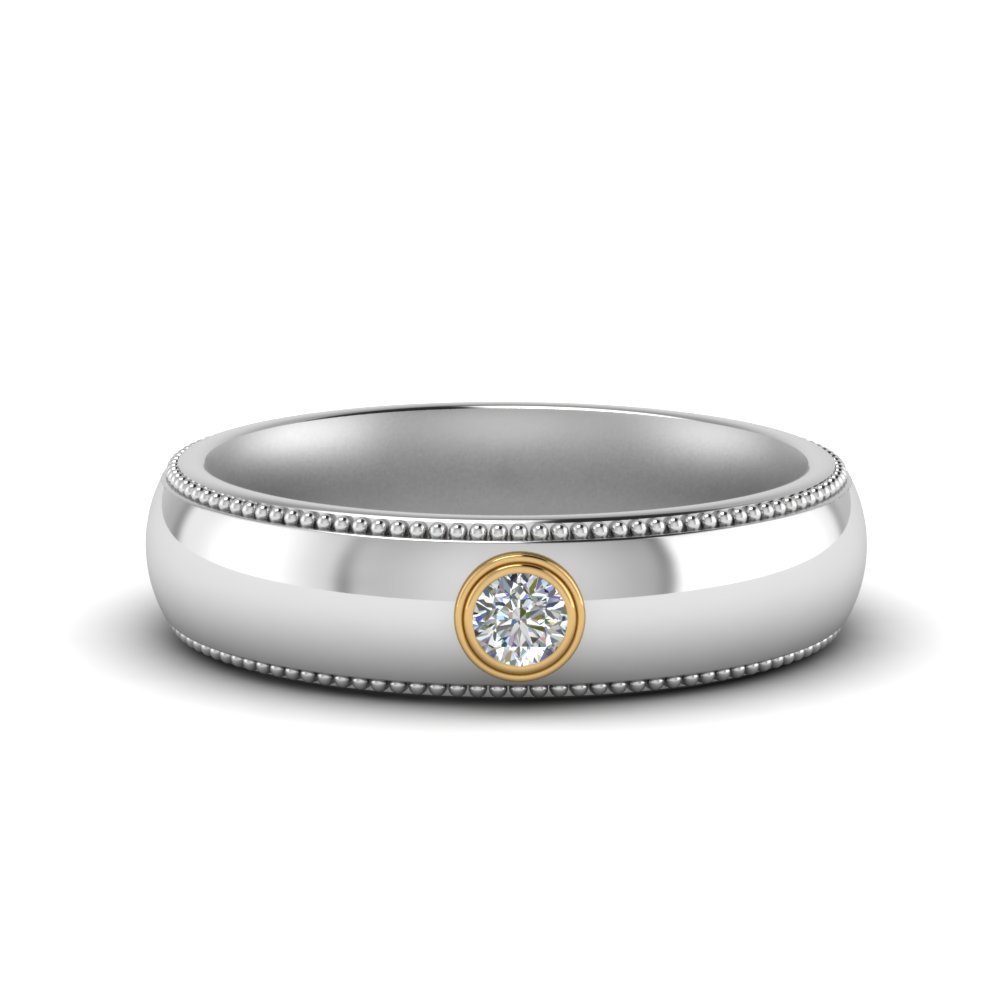 Classic 0.2 Ct Bezel Set Solitaire Men's Wedding Ring